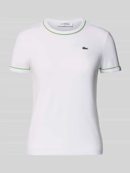 T-shirt o kroju slim fit z mieszanki bawełny Lacoste biała