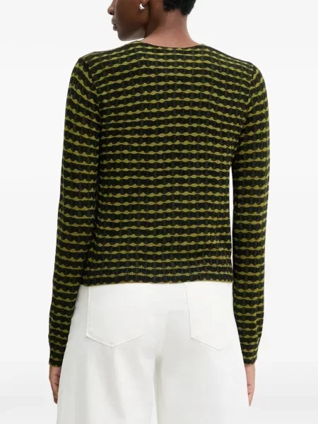 Cardigan Benetton cu imprimeu geometric verde