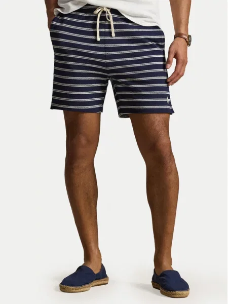 Szorty Polo Ralph Lauren w paski z dżerseju z paskiem niebieskie