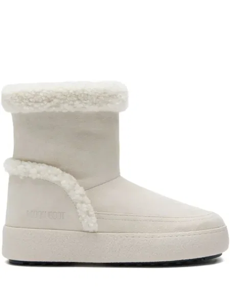 Botine Moon Boot din piele de căprioară alb