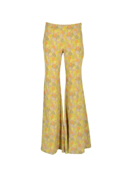 Pantaloni Francoise Pinton - Paris cu model floral cu imagine evazate maro