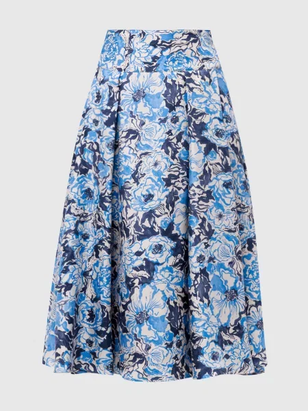 Спідниця Piya із шовку в квітковий принт Momoni синя