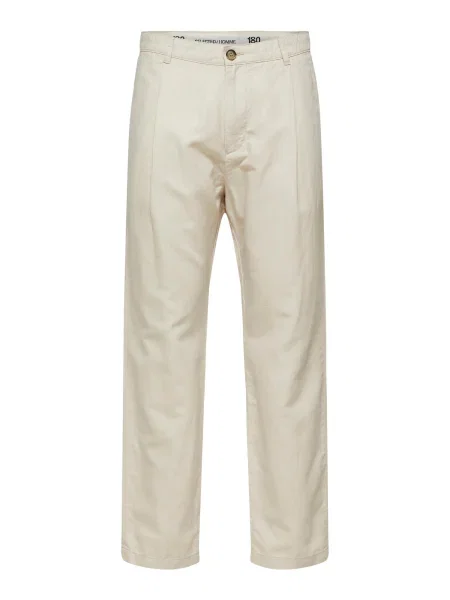 SELECTED Kalhoty se sklady v pase Jones' béžová