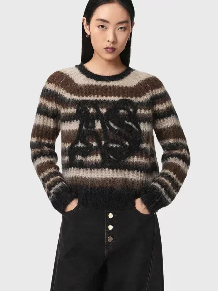 AllSaints pulover pentru femei cu lână REGA AS maro