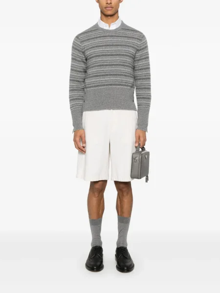 Pulover Thom Browne din jacard gri