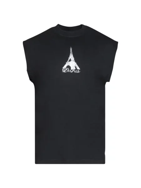 Tricou Vetements fără mâneci de cristal negru