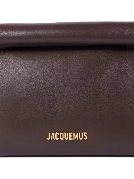 Δερμάτινος clutch Jacquemus με αυτόγραφο καφέ
