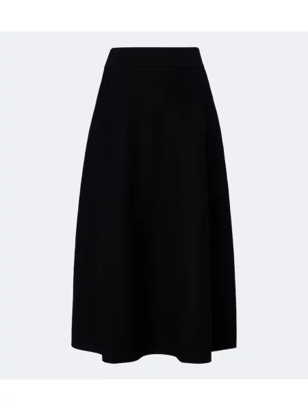 Fustă midi Max Mara tricotate în linie A negru