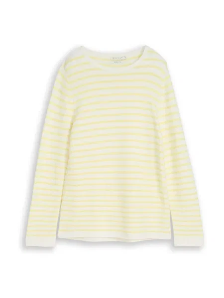 TOM TAILOR Pulover Ottoman galben citron alb