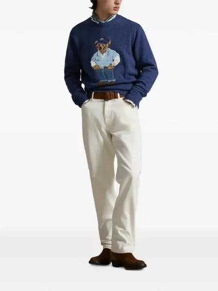 Șapcă Polo Ralph Lauren cu decolteu în V cu autograf în carouri albastru