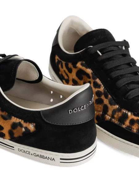 Sneakerși Dolce & Gabbana din piele de căprioară cu imagine cu model leopard maro