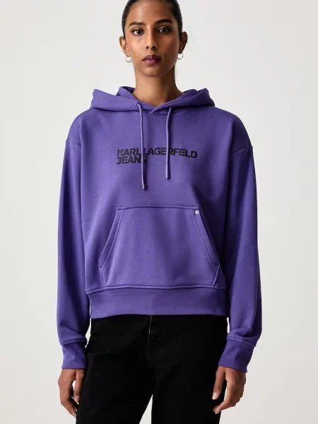 Karl Lagerfeld Jeans hanorac cu glugă pentru femei cu violet