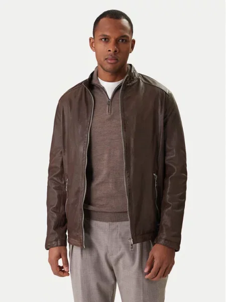 Milestone Usnjena jakna Oliverio rjava