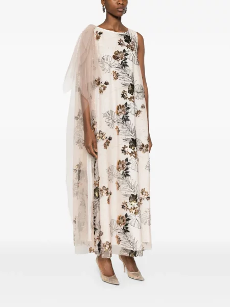 Rochie midi Psophia cu broderie cu model floral până la genunchi