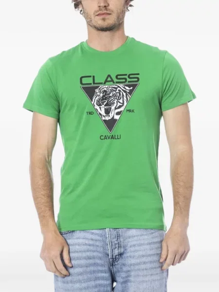 Tigriscsíkos póló Cavalli Class nyomtatás zöld
