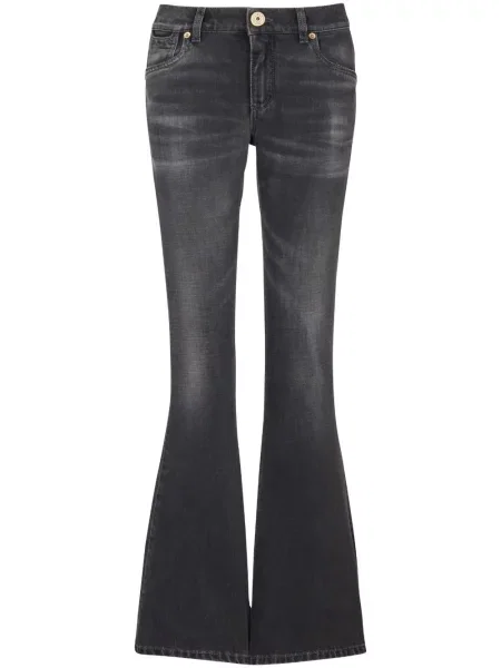 Blugi evazați Balmain cu broderie cu talie joasă negru