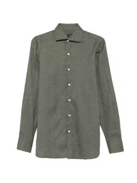 Cămașă Finamore 1925 Napoli cu model herringbone verde