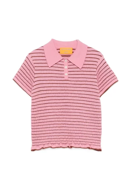 Tricou polo Guest In Residence cu dungi roz