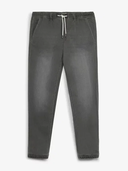 Joggery jeansowe z gumką w talii regular fit straight szare