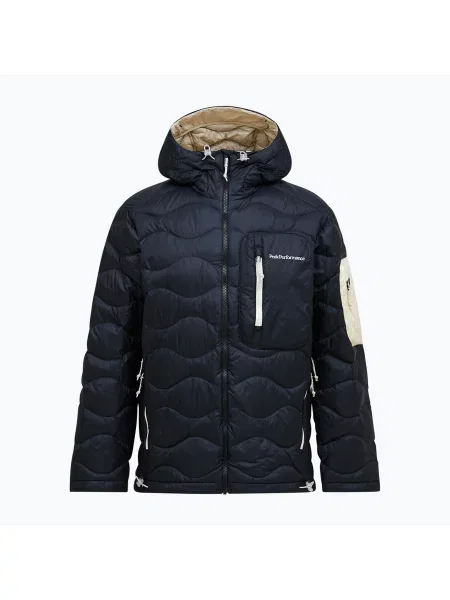 Geacă cu puf pentru bărbați Peak Performance Helium Utility Down Hood black/sand fog negru