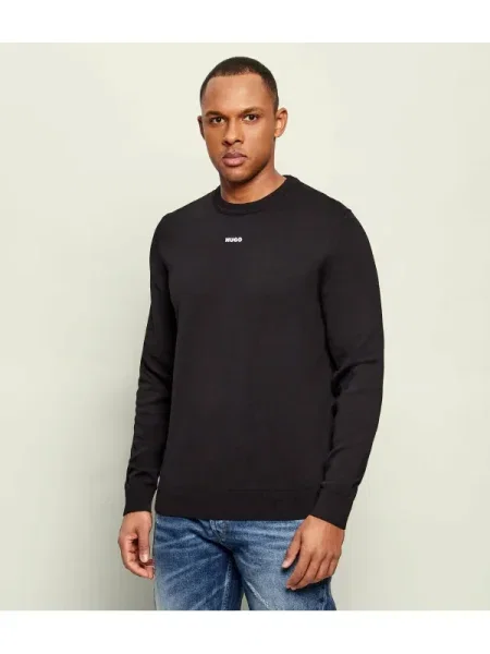 HUGO Pulover San / alb negru