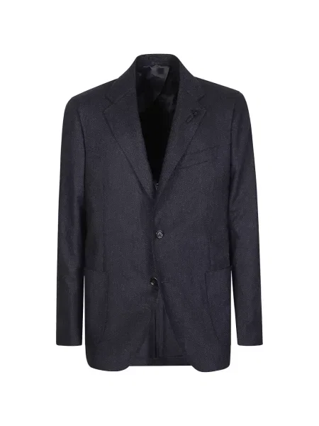 Sacou Lardini cu model herringbone albastru