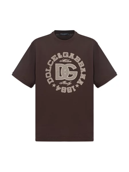 Koszulka Dolce And Gabbana z logo brązowa