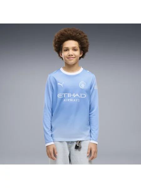 Młodzieżowa koszulka domowa z długim rękawem Manchester City PUMA niebieska