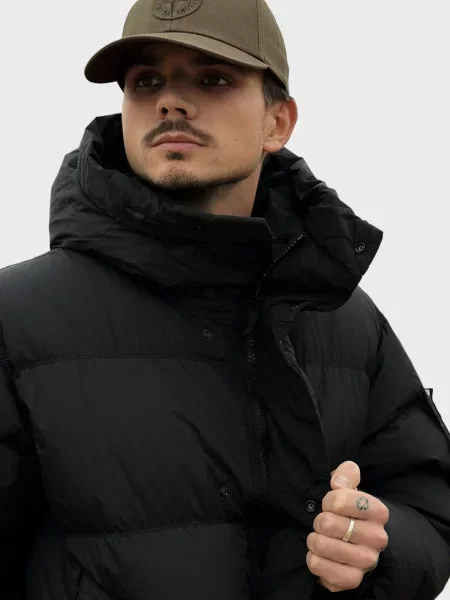 Пуховик Stone Island з камінням чорний