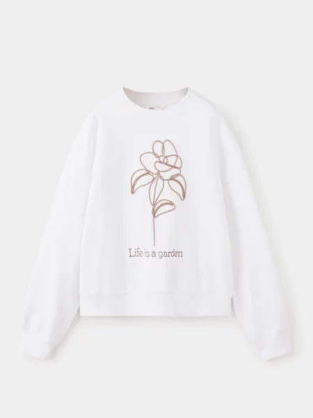 Bluza ze wzorem złamana biel Dzieci lata MANGO KIDS