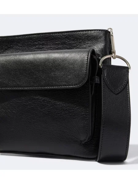 Usnjena crossbody torba Metier črna