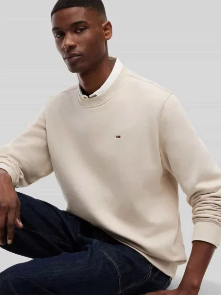 Bluza o kroju regular fit z mieszanki bawełny Tommy Jeans beżowa
