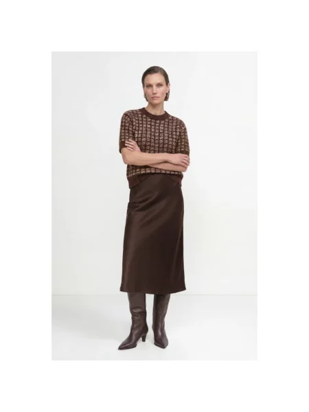 Sweter Rich & Royal koronkowy brązowy