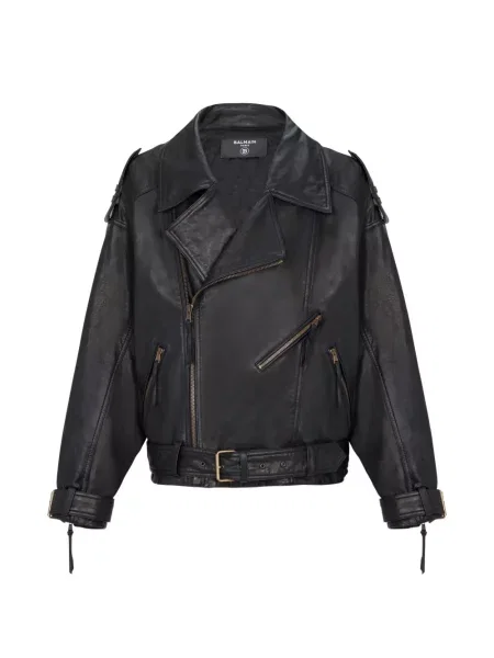 Geanta de piele Balmain asimetrică negru
