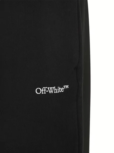Pantaloni Off-white cu broderie alb