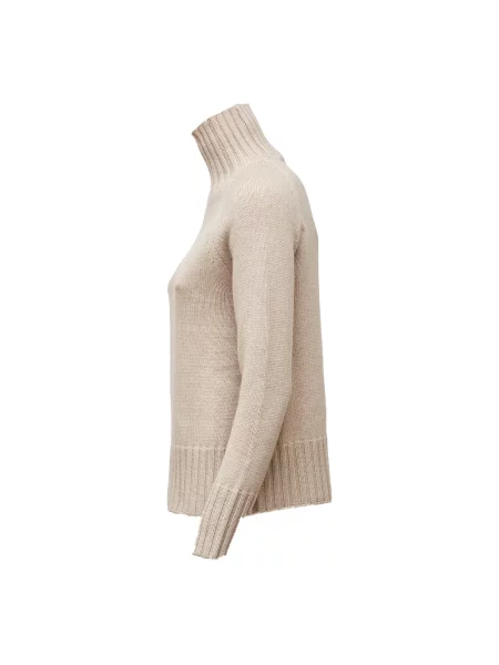 Sweter z golfem Max Mara wełniany beżowy