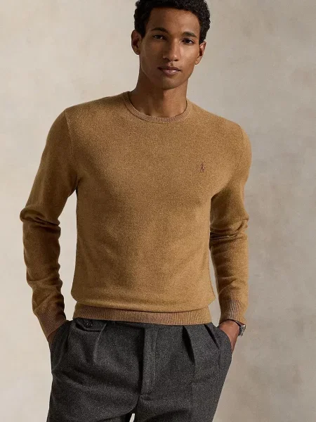 Вълнен пуловер Polo Ralph Lauren мъжки жълто бежово