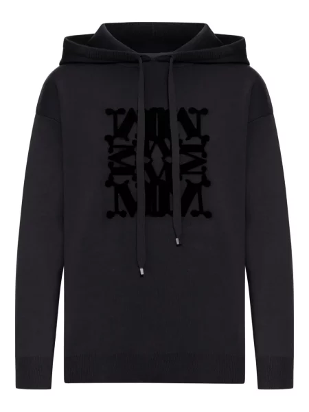 Aksamitna bluza z kapturem Max Mara czarna