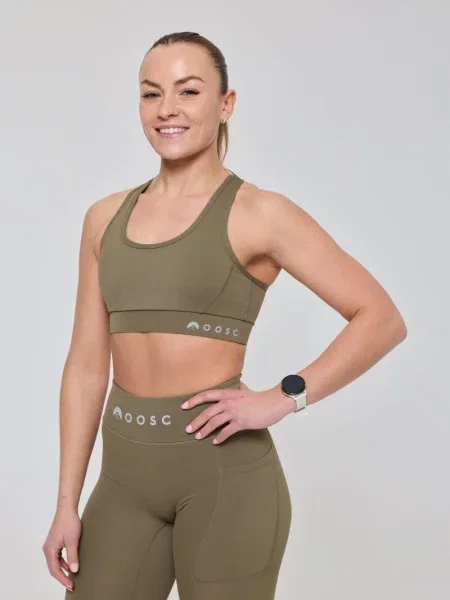 Biustonosz sportowy Elite Crossback o wysokim wsparciu – khaki zielony