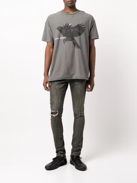 Skinny jeansy skinny Purple Brand z dziurami