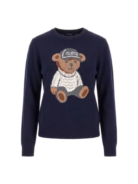 GUESS Pulover bleumarin / maro cappuccino / gri / natural alb