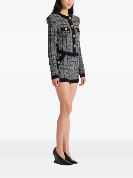 Pantaloni scurți Balmain în carouri gri
