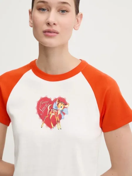 Hugo Blue t-shirt pomarańczowy biała