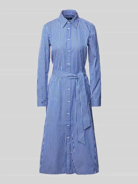 Sukienka koszulowa Polo Ralph Lauren biznesowa w paski niebieska