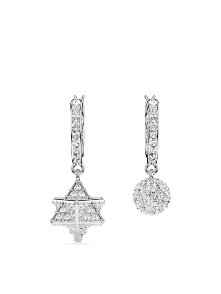 Cercei Swarovski cu imprimeu geometric argintiu