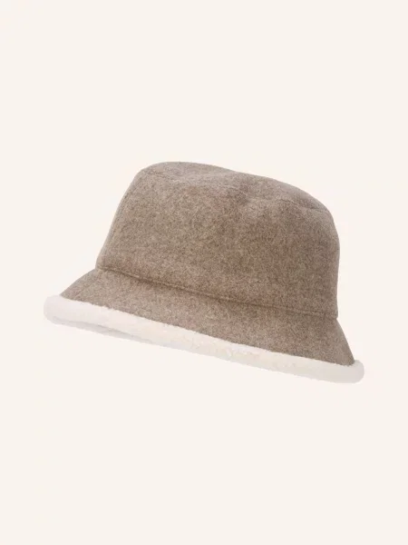 Calvin Klein Klobouček Typu Bucket S Medvídkovým Kožíškem černošedá / krémová béžový