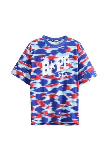 Tricou A Bathing Ape® cu imagine cu model camuflaj albastru