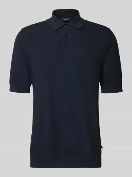 Koszulka polo o kroju slim fit z mieszanki bawełny w imitacji dzianiny Matinique granatowa