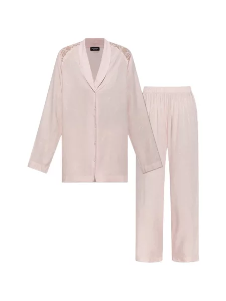 Pijamale Emporio Armani cu model floral din jacard roz