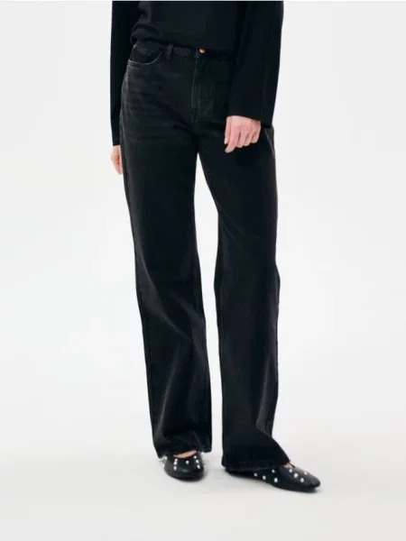 Джинси широкого крою з високою талією чорний